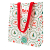 Festive Christmas design shopping bag with red handles and a tag 