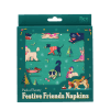 festive friends napkins feature illustrations of dogs with packaging box