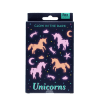 Package of glow-in-the-dark unicorn printed with unicorns, stars, moons, and clouds
