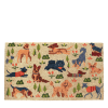 Colourful doormat featuring various dogs in different poses and colors 