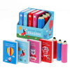 Set of erasers shaped like miniature books and pencils