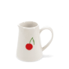 Stoneware milk jug featuring cherry print with handle 