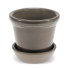 Brown ceramic plant pot with matching saucer