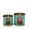 Two storage tins, one labelled "Seaweed Pepper" and the other "Cornish Sea Salt"