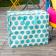 Recycled plastic jumbo storage bag turquoise circles cream background