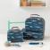 Sharks storage cases with memory game, 6 in 1 pen and notebook on table