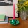 Enamel cupped flower candle holder - Dark green