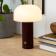 USB lamp with a white dome shade and brown base