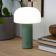 USB lamp with a white dome shade and green base.