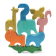 Colourful animal-shaped stacking chalks arranged in a balanced tower.