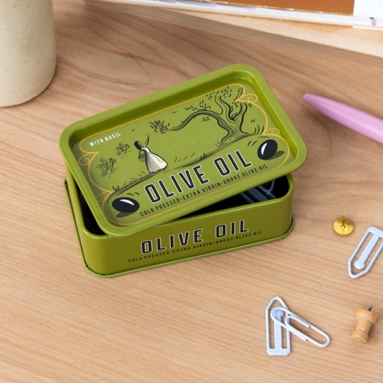 olive oil mini storage tin design with lid