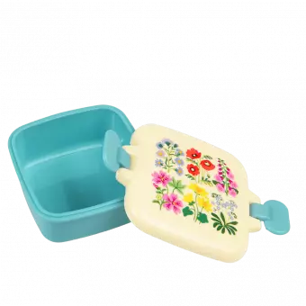 Wild Flowers snack pot with lid unclipped