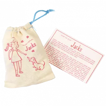 Traditional Jacks game bag and instruction sheet