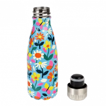 Butterfly Garden 260ml Stainless Steel Bottle with lid unscrewed