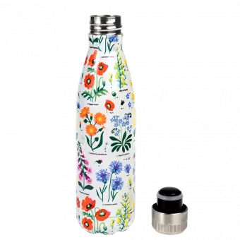 Wild flowers stainless steel drinking bottle 500ml with lid unscrewed