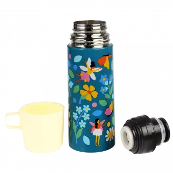Fairies in the garden flask with cup removed and lid unscrewed