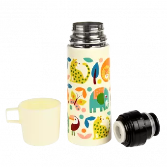 Wild Wonders flask with cup removed and lid unscrewed