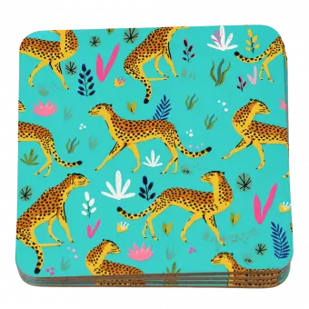 Cheetah coasters (set of 4) stacked