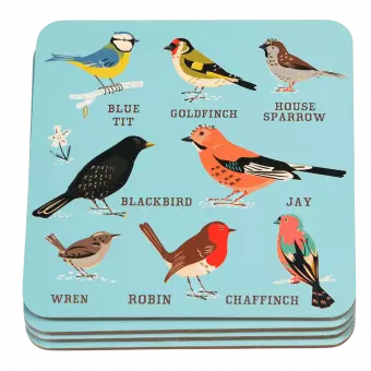 Garden Birds coasters (set of 4) stacked