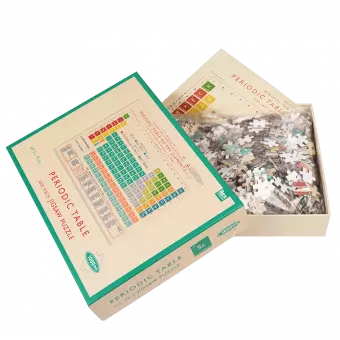 Periodic Table puzzle pieces and guide sheet in box