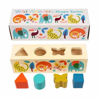 Wild Wonders shape sorter toy unpacked with box