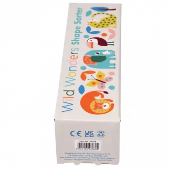 Wild Wonders shape sorter box end with information