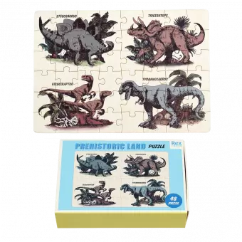 Prehistoric Land completed puzzle with box
