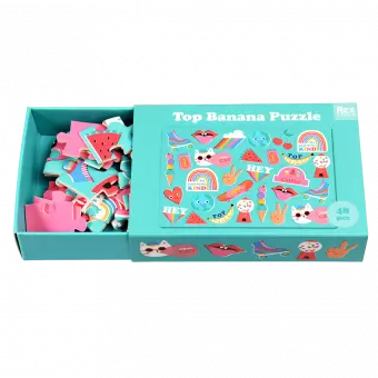 Top Banana puzzle pieces inside box