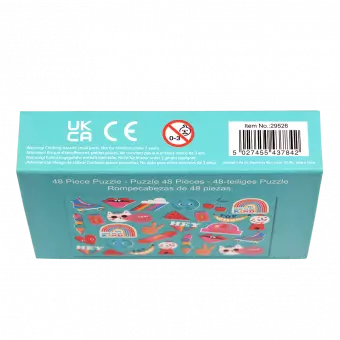 Top Banana puzzle box side with safety information