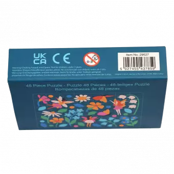 Fairies in the Garden puzzle box side with safety information