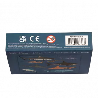 Sharks puzzle box side with safety information