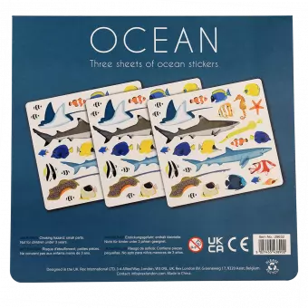 Ocean stickers back of packaging with information