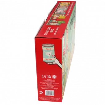 Traditional tin can alley game side of box with information