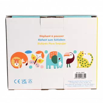 Wild Wonders push along elephant toy back of box