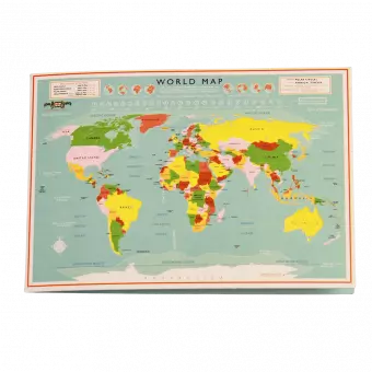 Shirt repair kit card sleeve with vintage style world map print