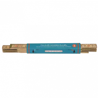 Folding wooden ruler in card wrap