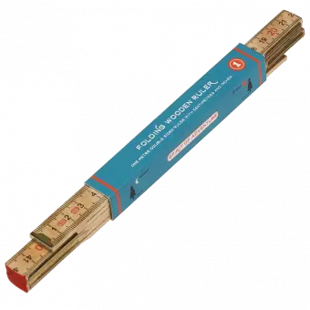 Folding wooden ruler in card wrap alternate angle