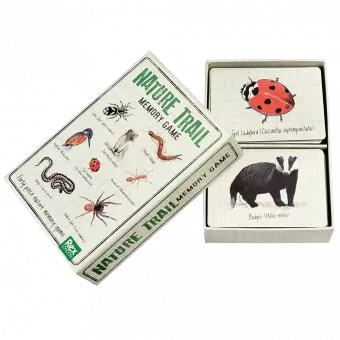 Nature Trail memory game box opened to reveal game cards