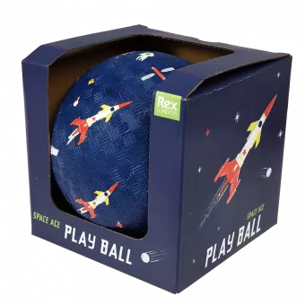Space Age play ball in box side view