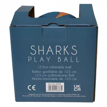 Sharks play ball in box back view