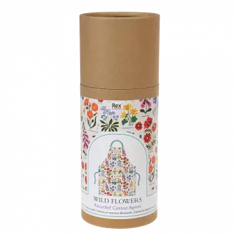 Wild Flowers Recycled Cotton Apron cardboard tube front