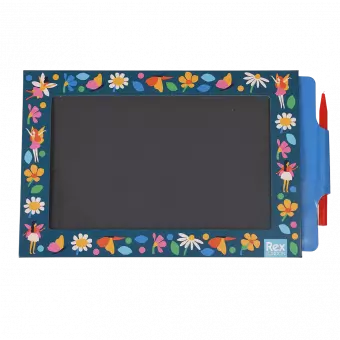 Magic Slate toy in dark blue with fairies, butterflies and flowers design