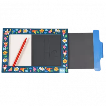 Fairies in the Garden Magic Slate toy with tab slightly pulled out to erase doodle