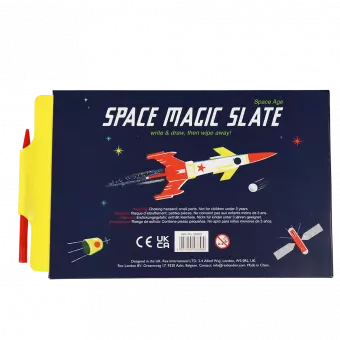 Space Age Magic Slate toy back with information