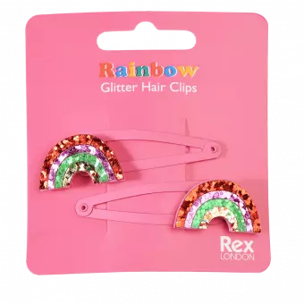  Rainbow Glitter Hair Clips (set Of 2)