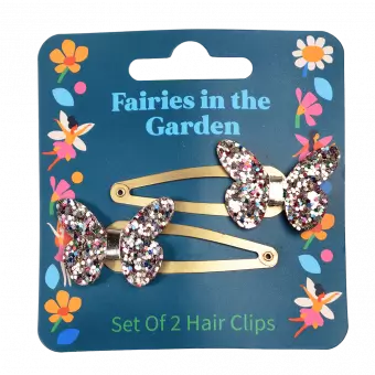 Fairies In The Garden Glitter Butterfly Hair Clips (set Of 2)