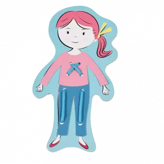 Dress-up dolly card with card trousers and top stitched on