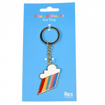 Keyring with cloud burst charm attached to packaging