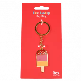 Keyring with ice lolly charm attached to packaging