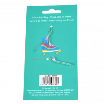 Roller skate keyring back of packaging